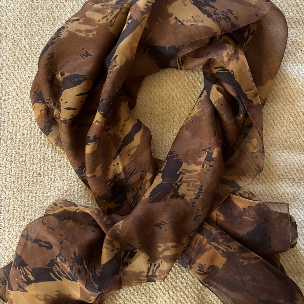 Bottega Veneta Huge, Luxurious, Italian Silk Scarf Brown, Tan and Black